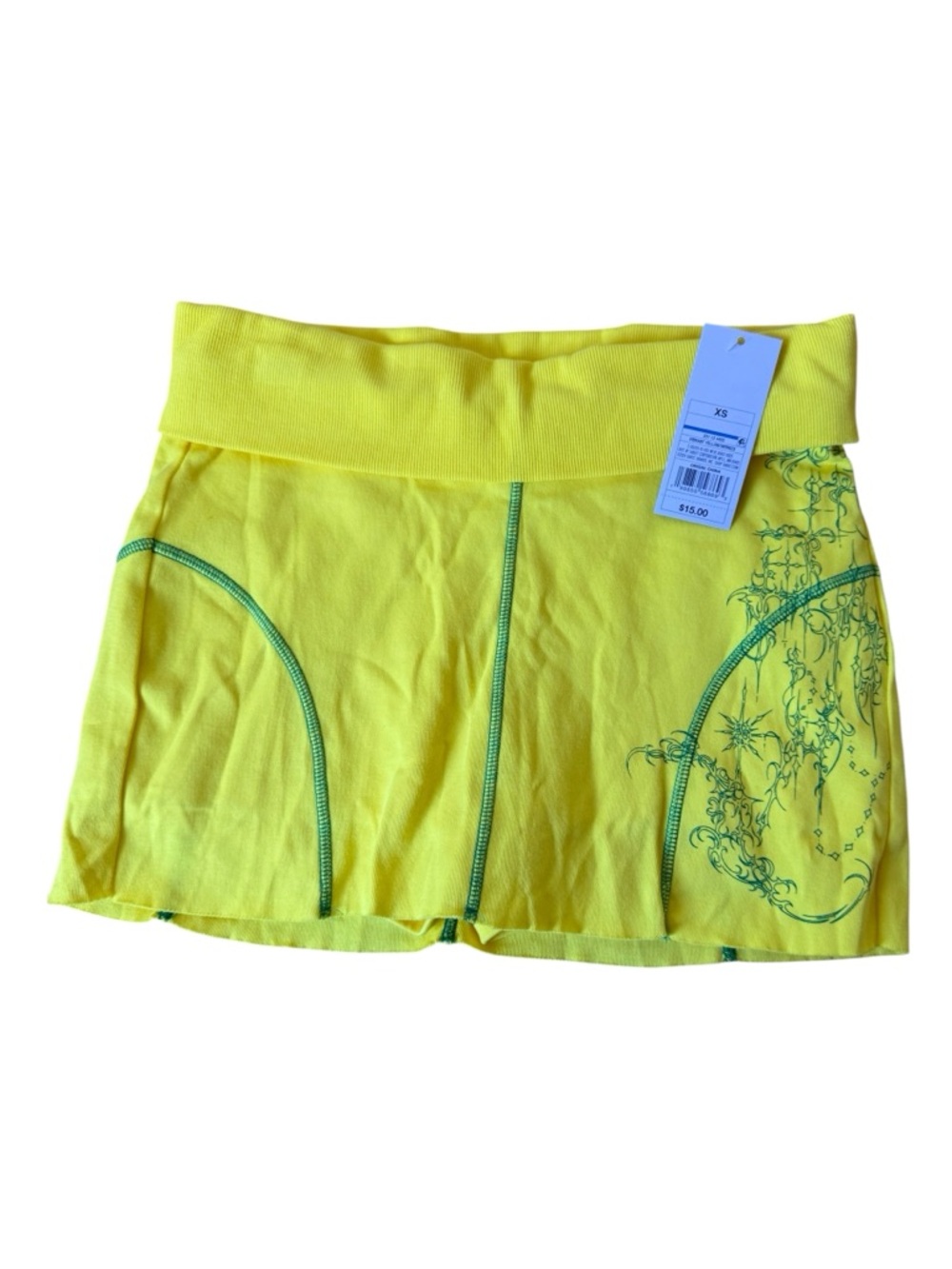 Wild Fable Yellow Athletic Skort with Green Stitching